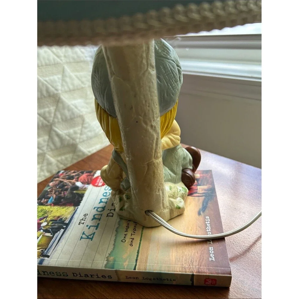 1977 Sears & Roebuck LittleGirl in Denim Lamp with Shade. H 15 in